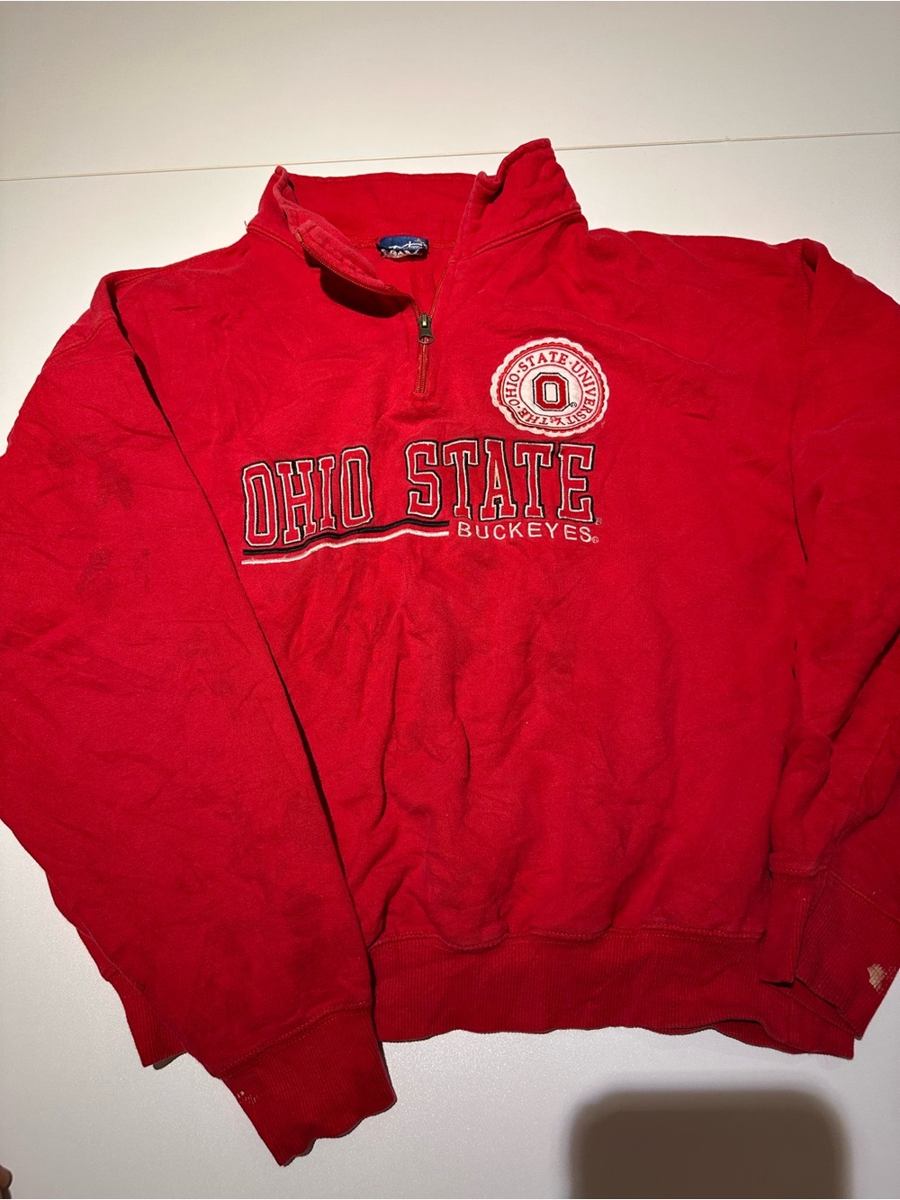 Ohio State Buckeyes Red Quarter-Zip Crewneck Sweatshirt